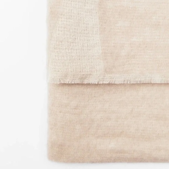 Zara WOOL BLEND JACQUARD SCARF. Taupe Brown. One Size. New with Tags. - Picture 5 of 5